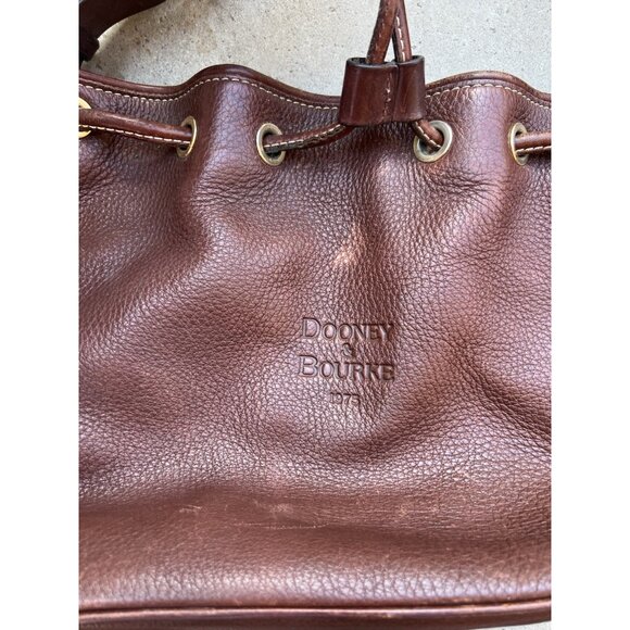 Vintage Dooney & Bourke Dark Brown Leather Drawstring Shoulder Bag Purse - Picture 3 of 16